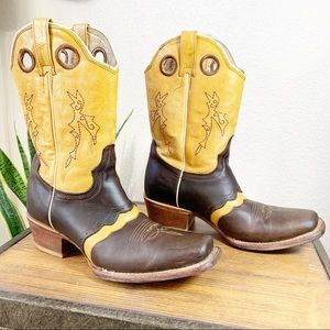 EL GENERAL Square Toe Cowgirl Boots Saddle Vamp